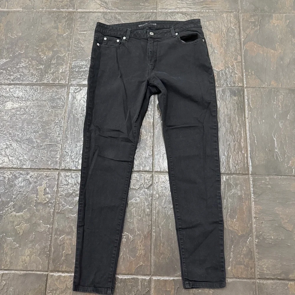 Michael Kors Jet Black Trouser Skinny Jeans Stretch Denim Size 12